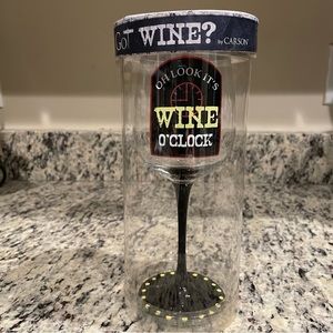 NWT It’s Wine O’ Clock 16 oz. Novelty Painted Wine Glass